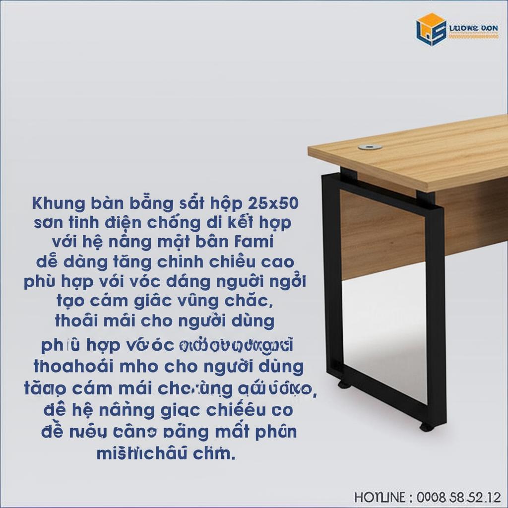Chân bàn sắt sơn tĩnh điện, chống gỉ, chịu lực vượt trội