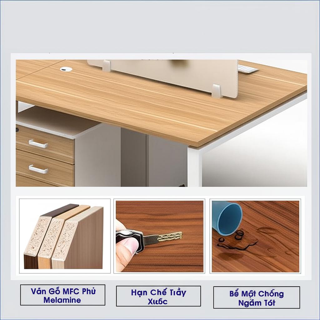 Toàn cảnh bàn làm việc chữ U Etovi hiện đại