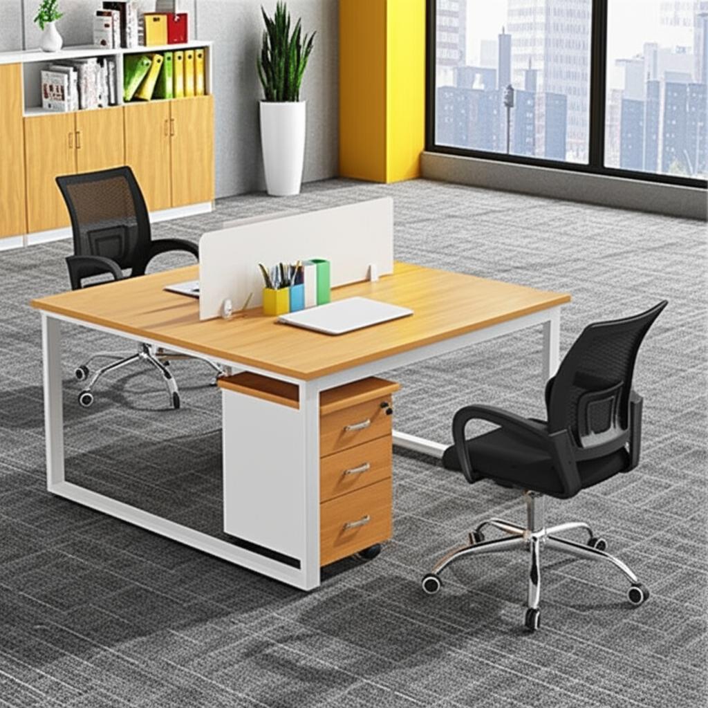 Tổng quan bàn làm việc chữ U 2 người CB1112
