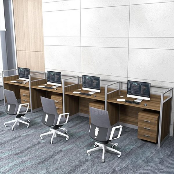 Cụm bàn 4 người có vách ngăn gỗ, kính CB2848