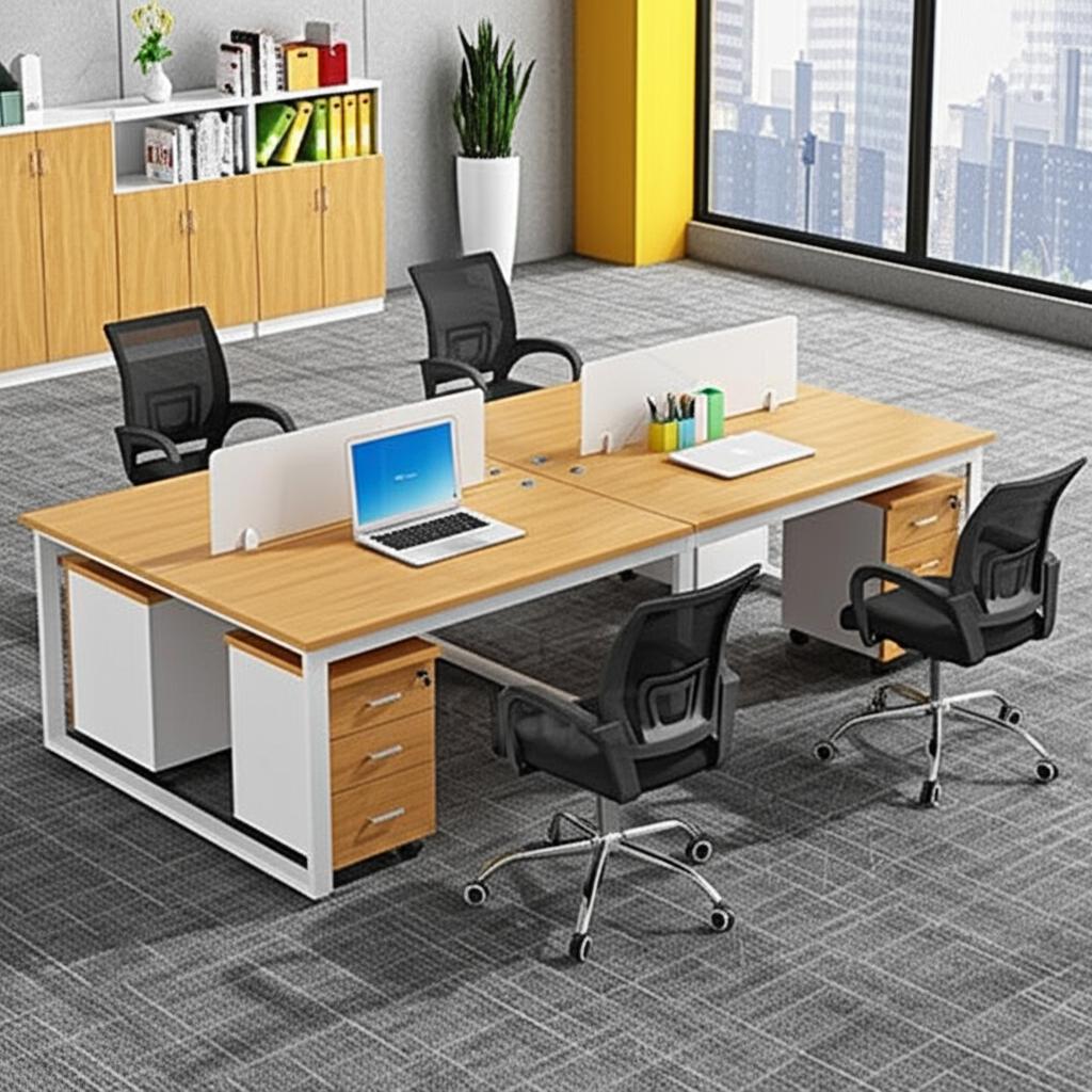 Tổng quan bàn làm việc nhóm chữ U 4 người Etovi CB1124
