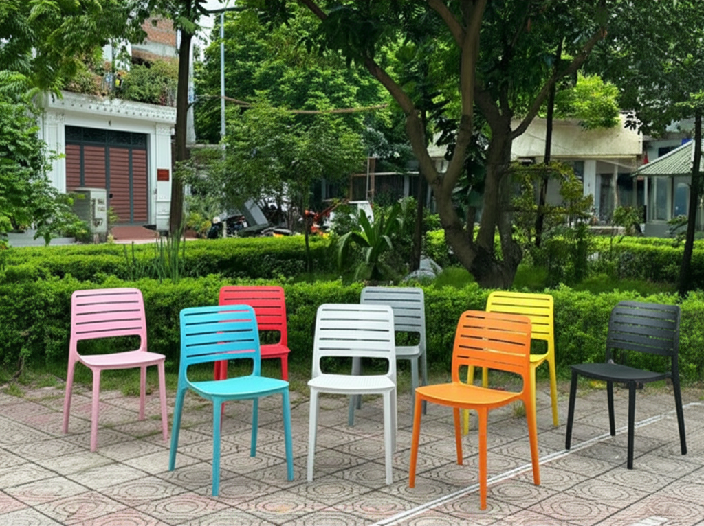 Ghế nhựa đúc lưng sọc ngang GND20