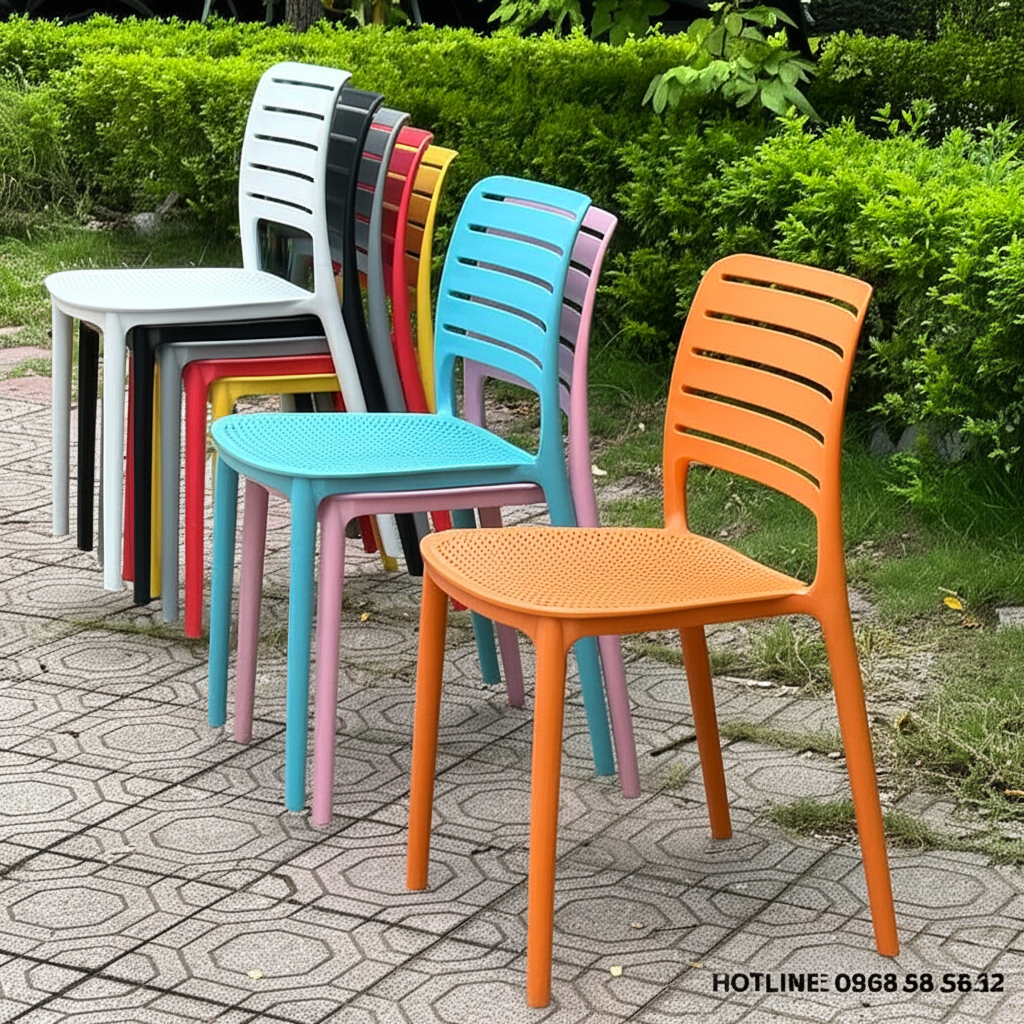 Ghế nhựa đúc lưng sọc ngang GND20