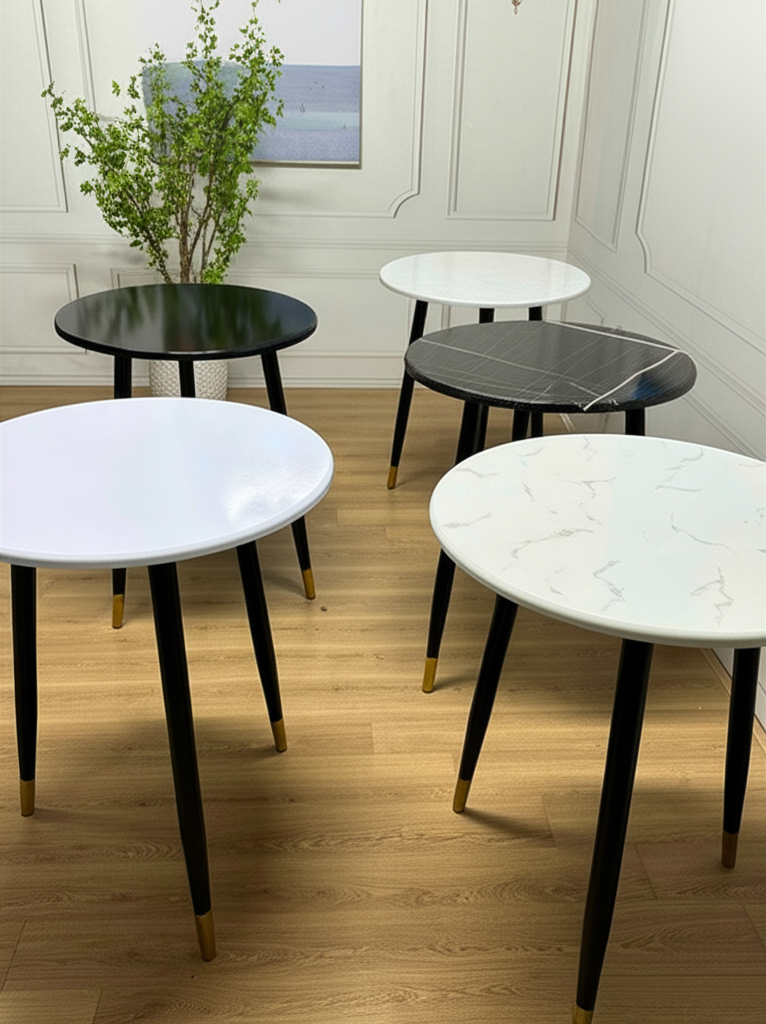 Bàn tròn gỗ giả đá chân sắt BTCS02 - Ứng dụng đa dạng không gian
