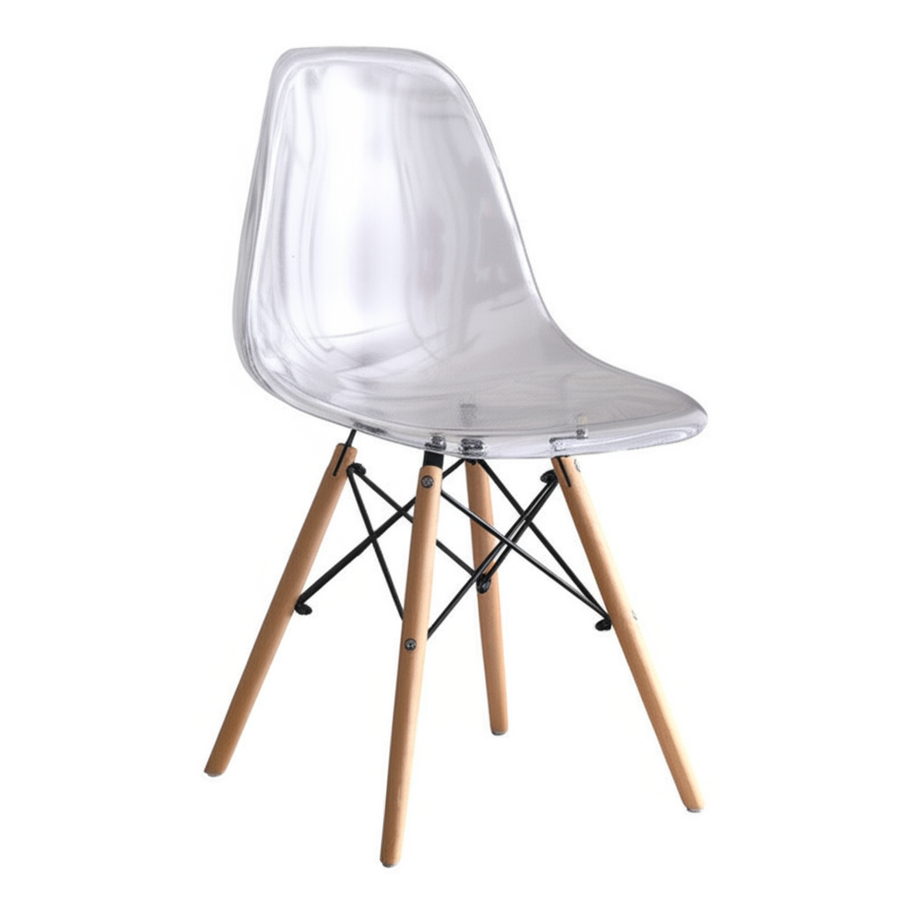 Ghế Eames trong suốt chân gỗ đan GH29