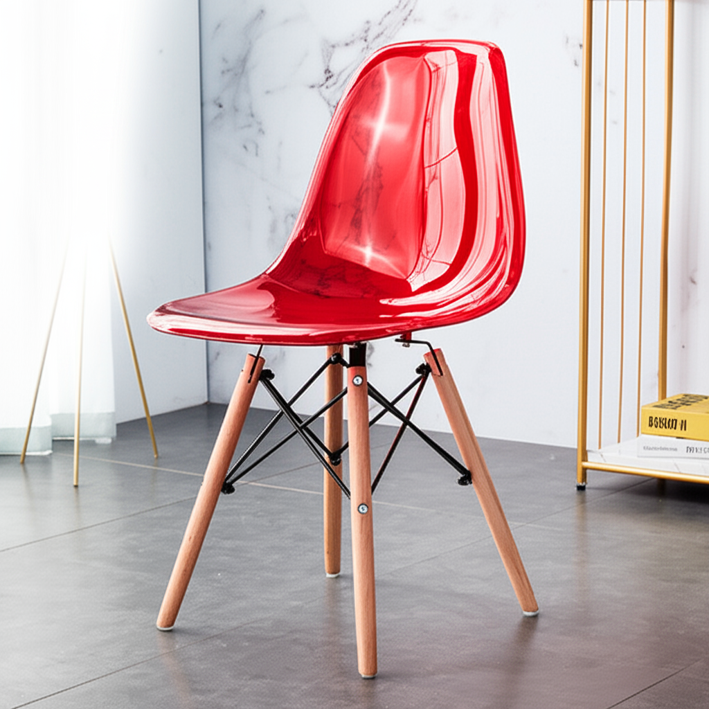 Ghế Eames trong suốt chân gỗ đan GH29