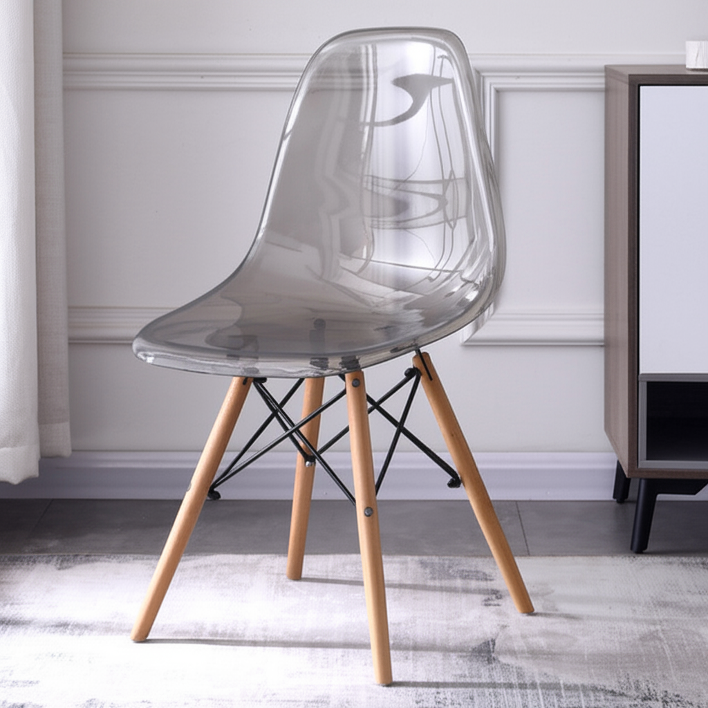 Ghế Eames trong suốt chân gỗ đan GH29