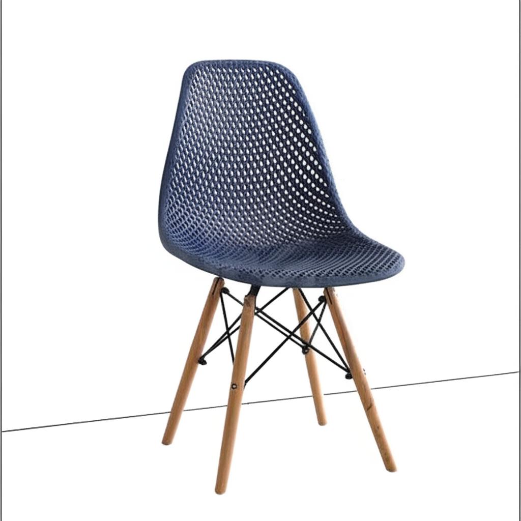 Ghế Eames đệm lưới chân gỗ đan J12