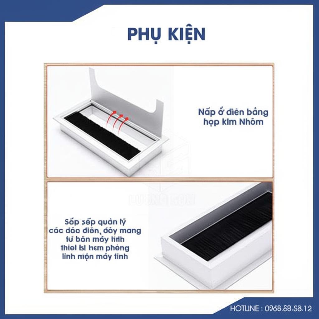 Hệ thống đi dây thông minh và bề mặt làm việc rộng rãi