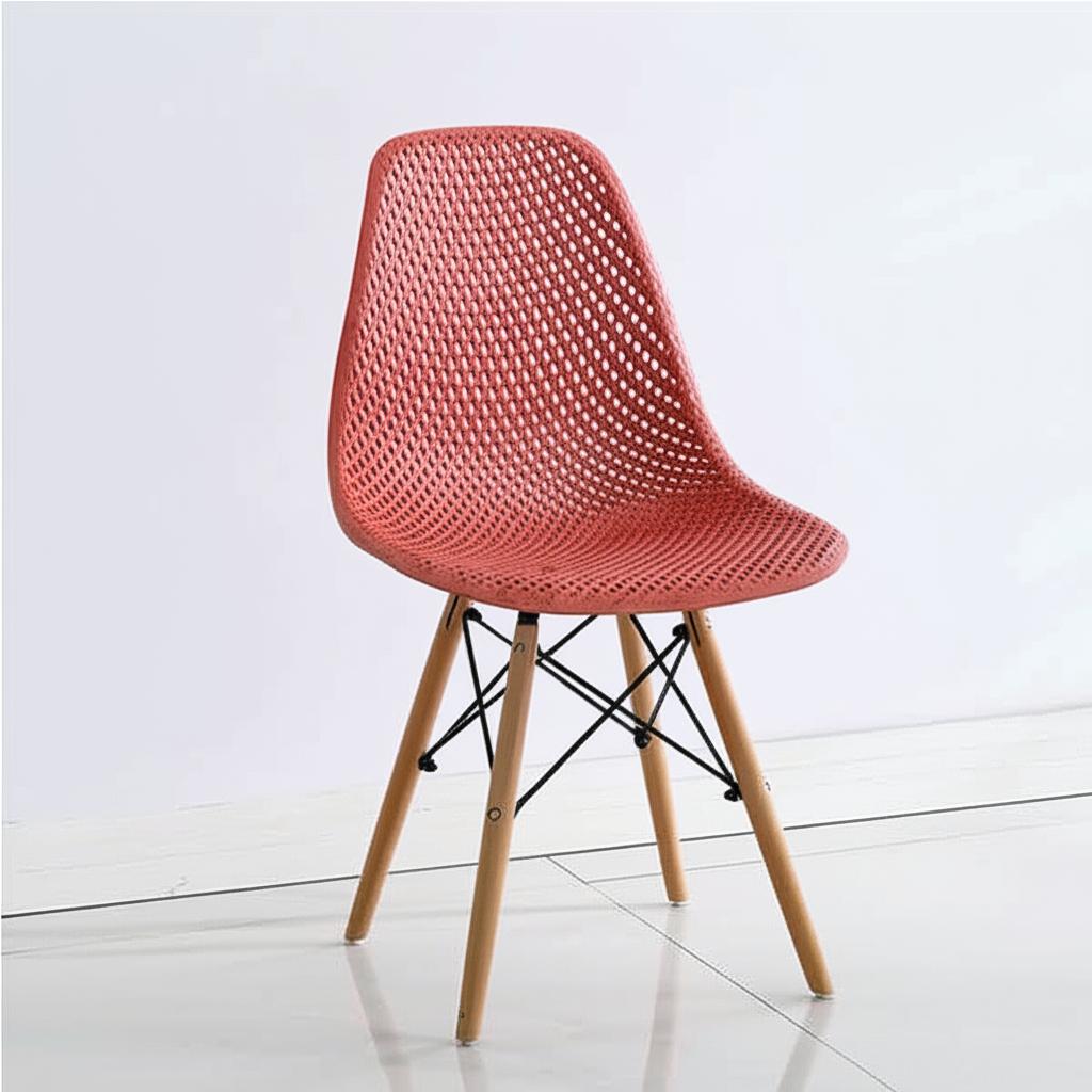 Ghế Eames đệm lưới chân gỗ đan J12