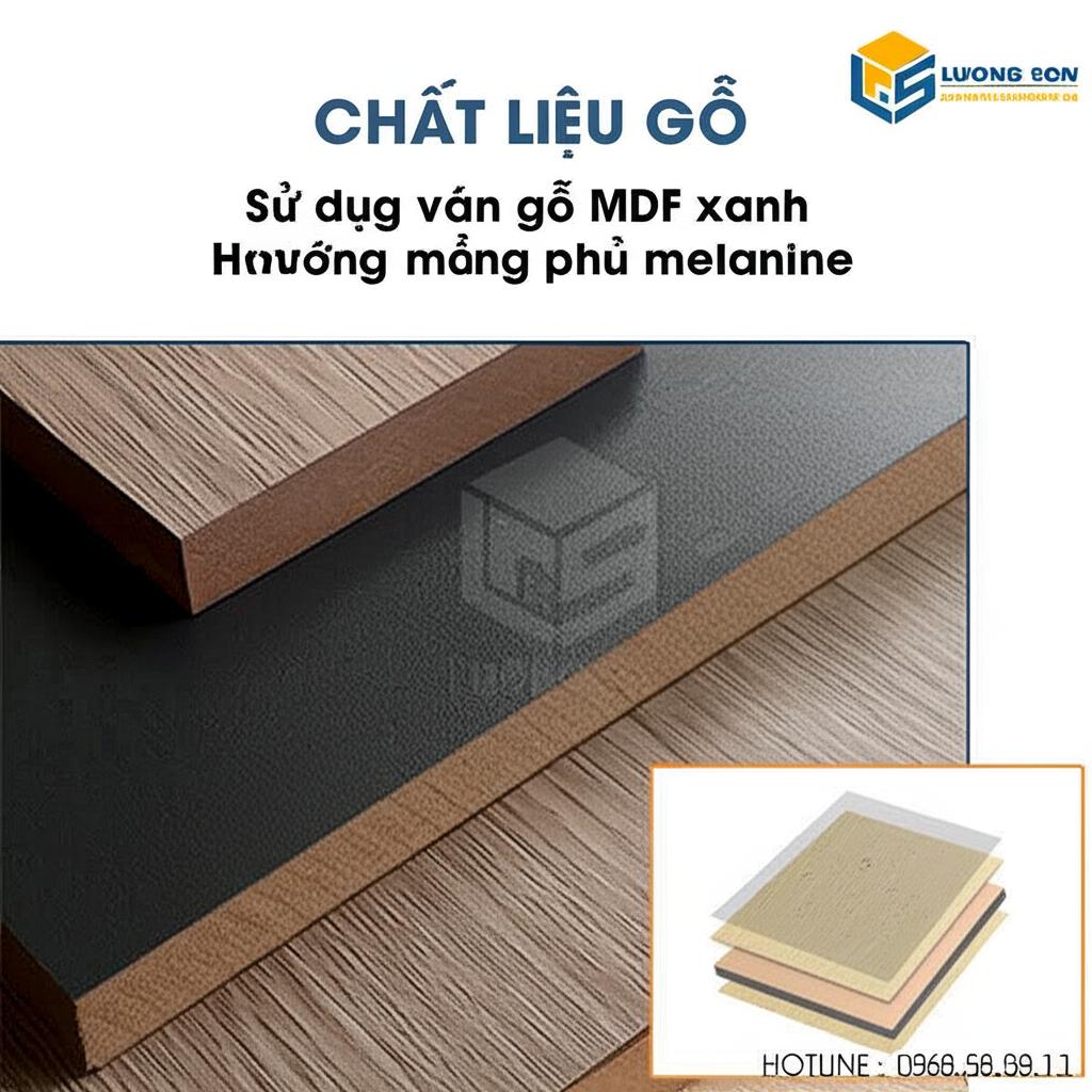 Chất liệu gỗ MDF cốt xanh phủ melamine