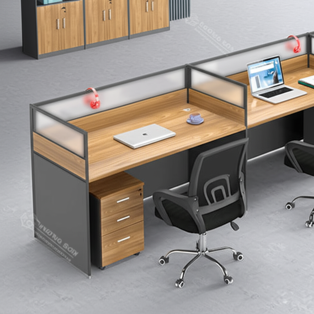 Cụm bàn 3 người có vách ngăn gỗ - Hình 3