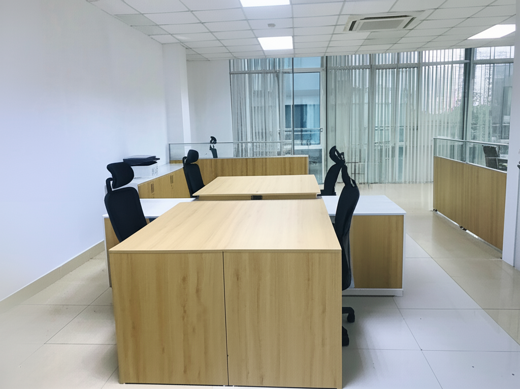 Cụm bàn làm việc CB1412 góc nhìn tổng thể