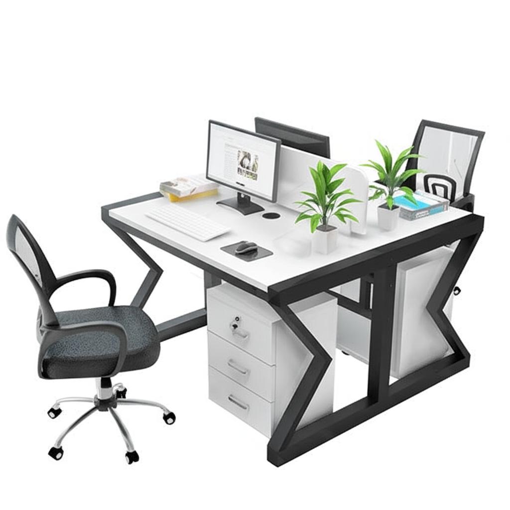 Cụm bàn làm việc chữ M 2 người CB0812 trong văn phòng hiện đại