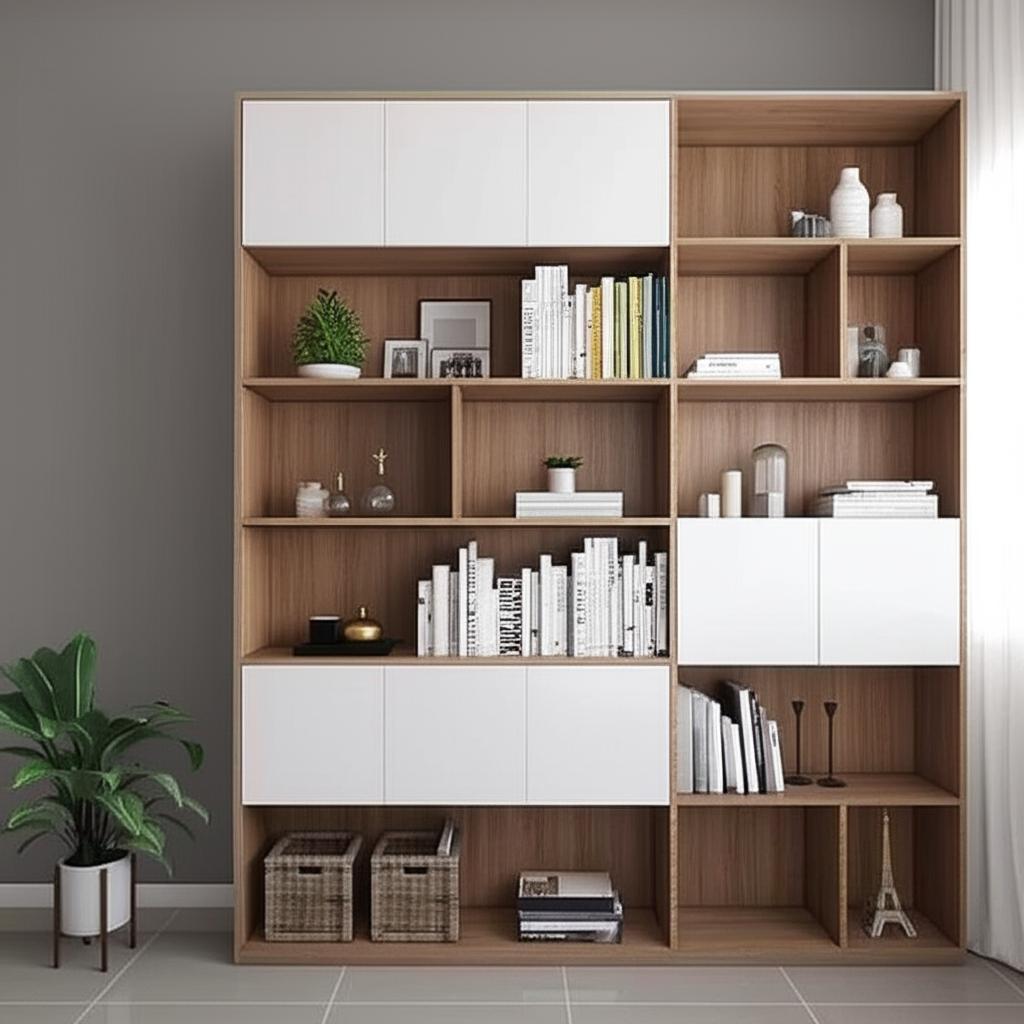 Tủ sách gỗ hiện đại KS22 - Kích thước chuẩn