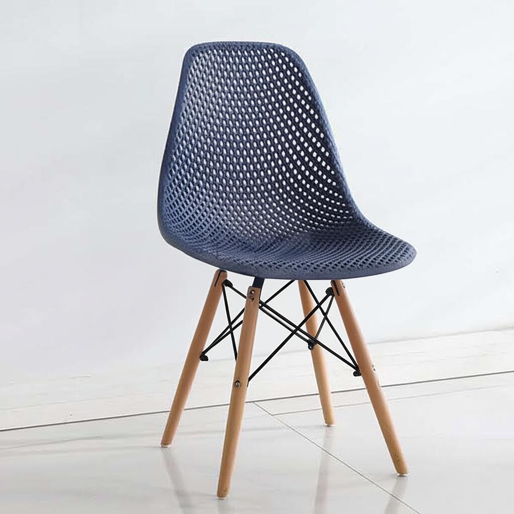 Ghế Eames đệm lưới chân gỗ đan J12