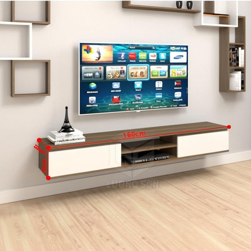 Kích thước chuẩn của kệ tivi treo tường 1m8 KTV12N