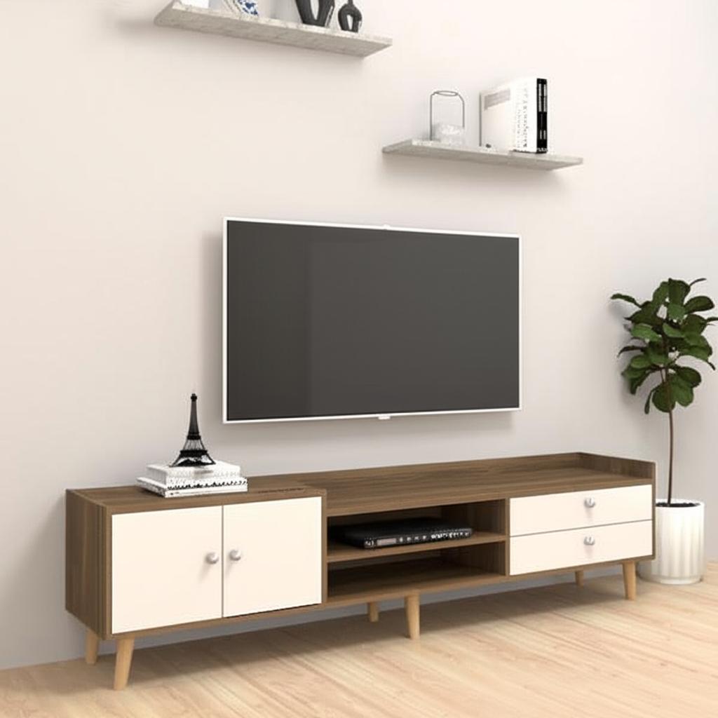 Kích thước kệ tivi 2m chân gỗ hiện đại KTV10-N