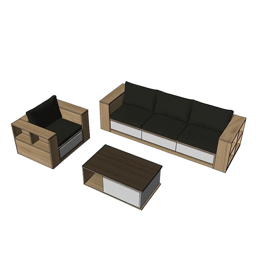 Kích thước sofa gỗ hiện đại SFG33