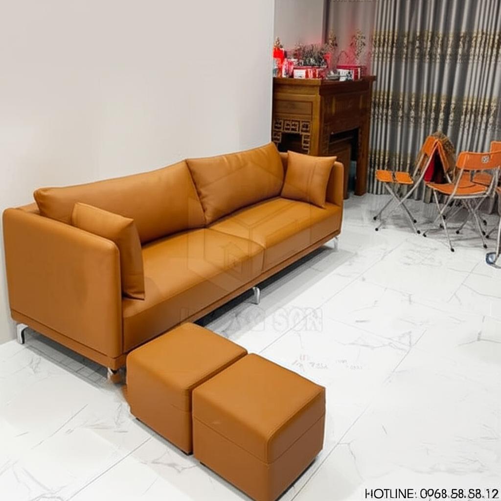 Sofa văng da màu da bò SFV18