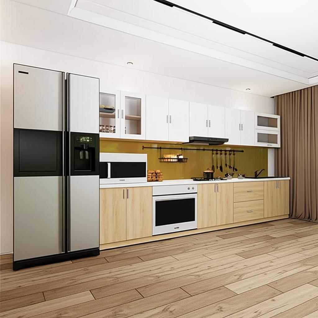 md tu bep go mdf cot xanh chong am phu melamine
